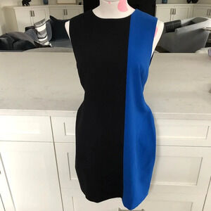 Alice + Olivia Sleeveless Vertical Color Block Dress Black+Cobalt Blue Sz 8 NWOT